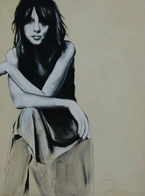 Everywhen - Conte and Oil Wash on Panel - 48 x 36